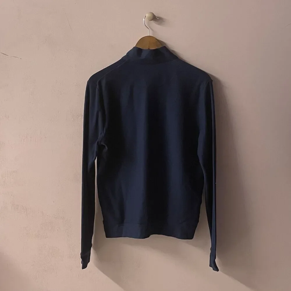 TD Thomas Dean Men's Navy Blue Quarter Zip Pullover Sweater Size M GUC